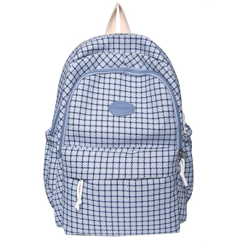 Cute Nylon School Bag With Grid Design And Letter Decoration For Students And Casual Daily Outfits