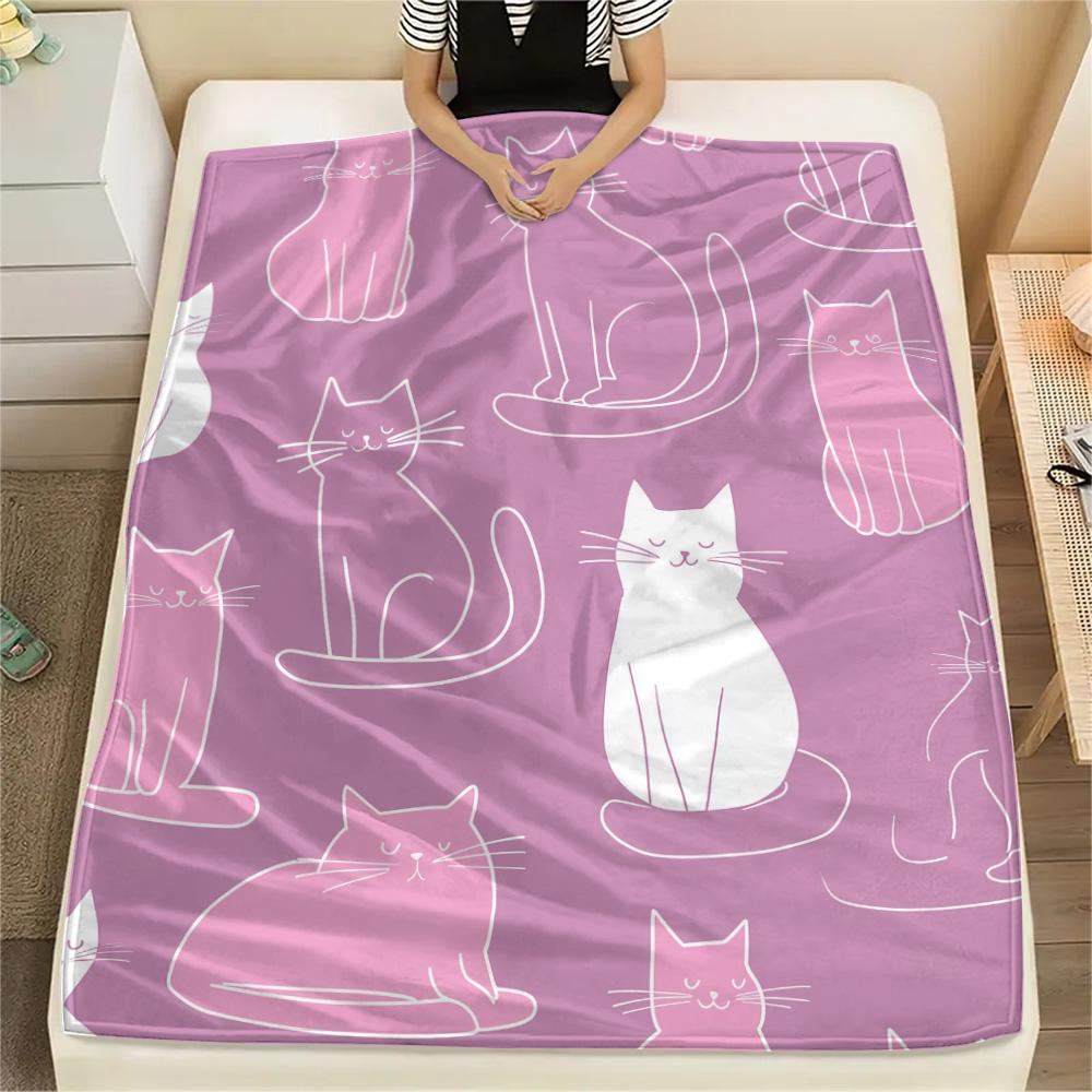 Cat Gifts Print Flannel Blanket, High quality Comfortable for All Seasons, Home Decor, Warmth and Comfort