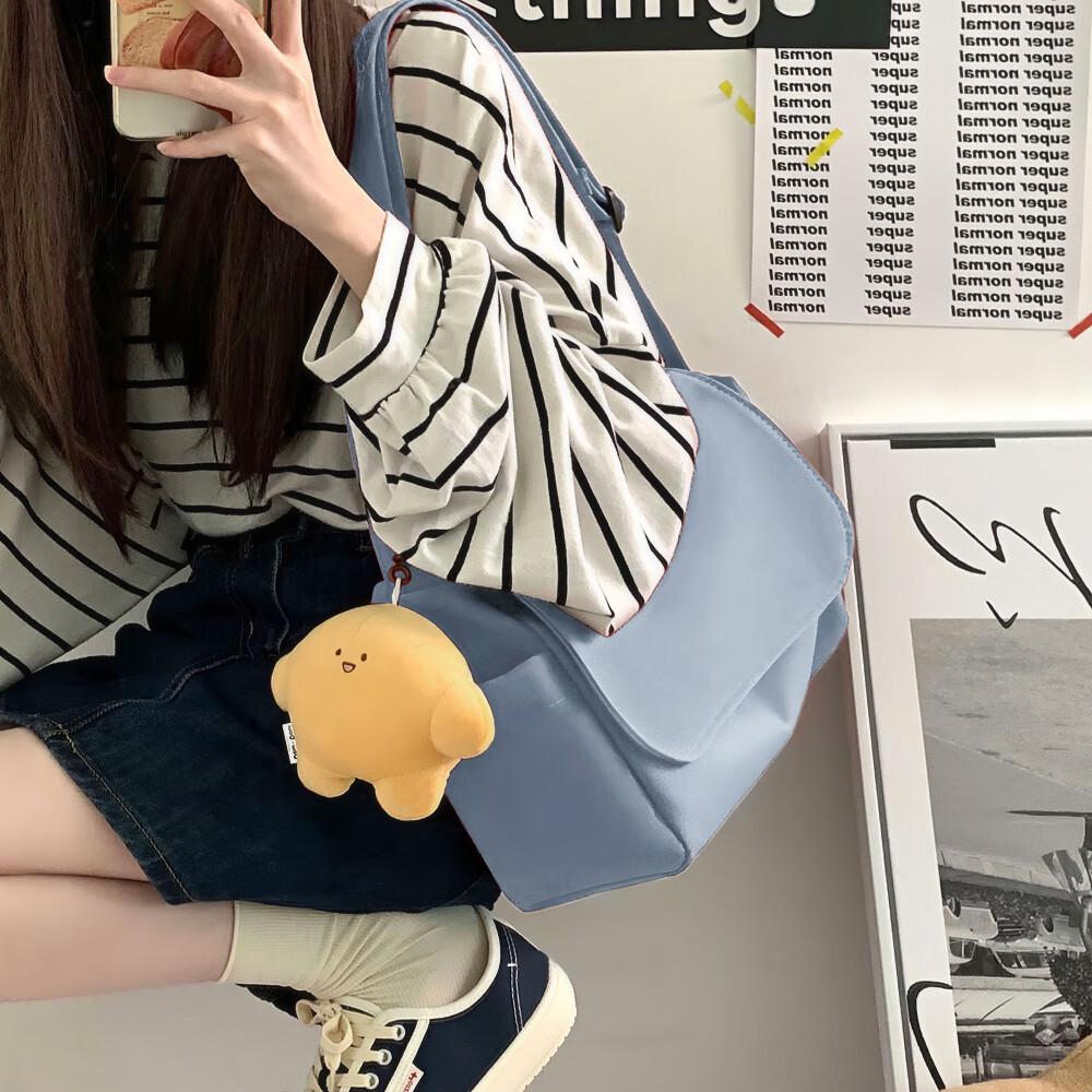 

Сумка через плечо для девочек, сумка через плечо, сумка-мессенджер, студенческая пригородная сумка, длина 20 см, ширина 12 см, высота 30 см синий