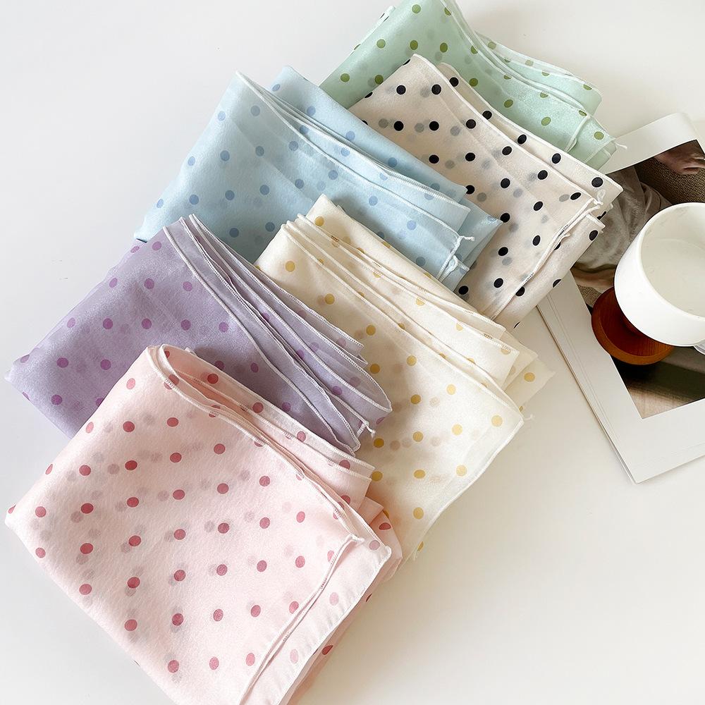Sunscreen imitation silk chiffon silk scarf women's summer polka dot yarn purple silk scarf thin long Korean version versatile