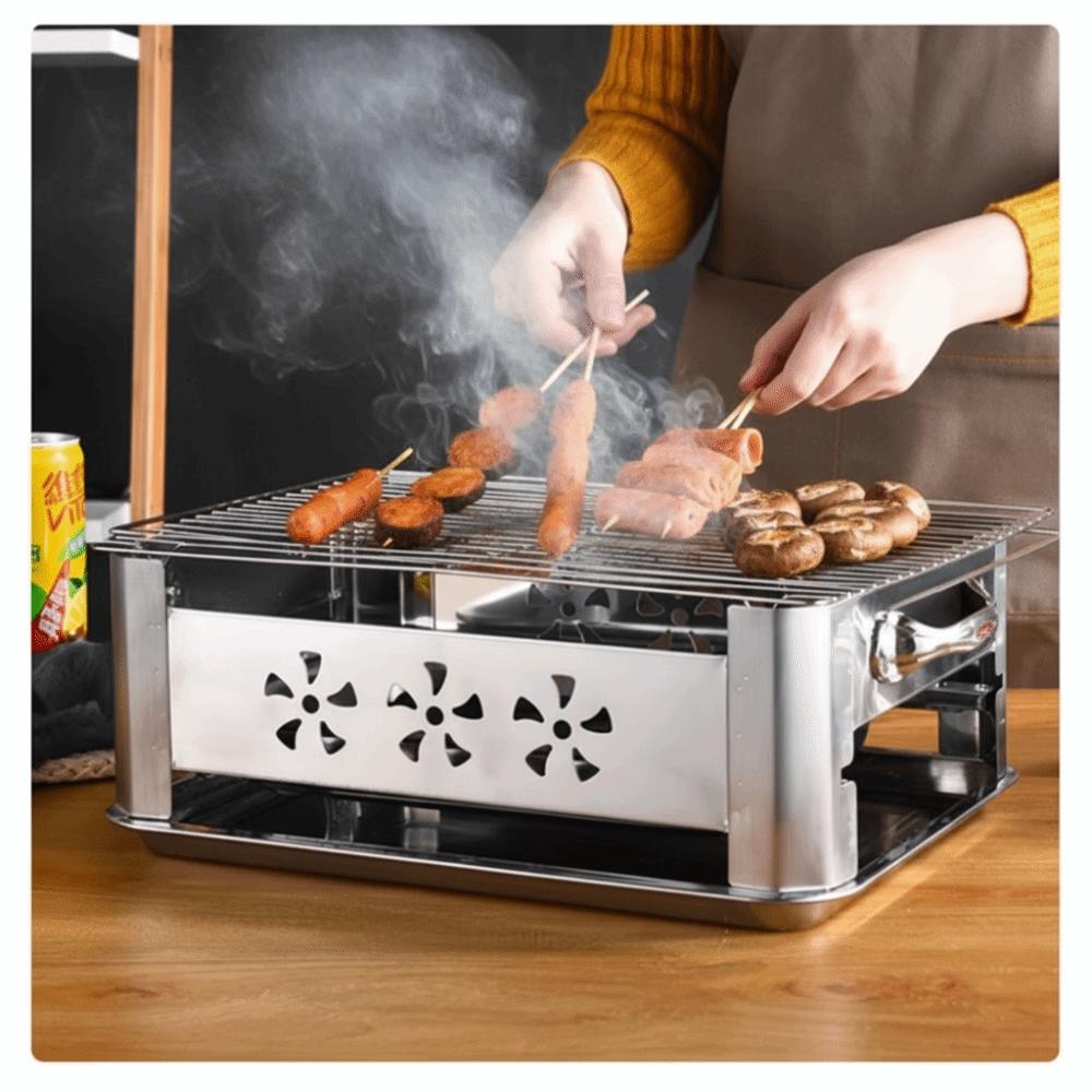 Stainless Steel Rectangular Fish Grill Heavy-Duty Thickened Grilled Fish Stove Ventilated Rectangular Fish Dish Household