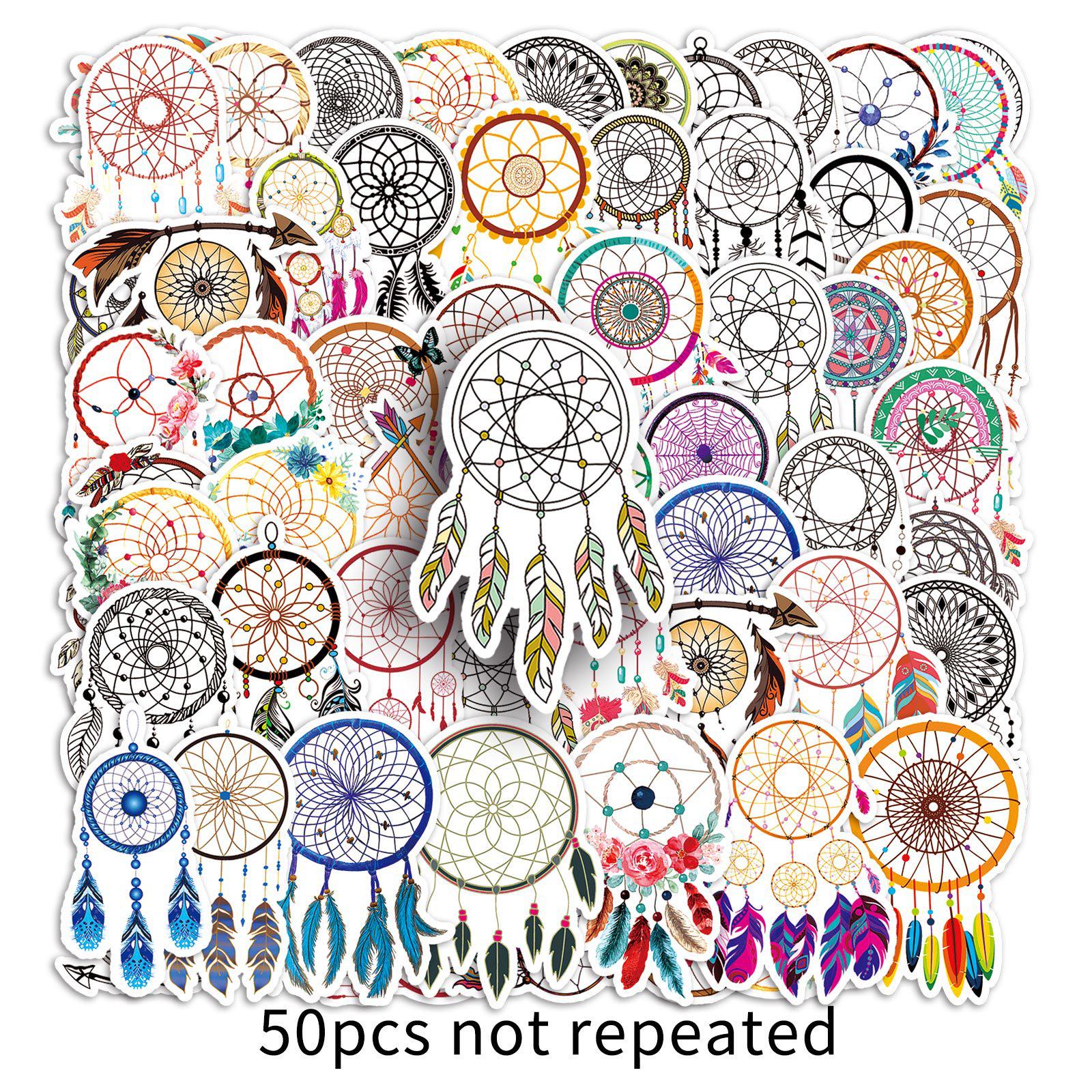 50-Piece Dreamcatcher Sticker Set - INS Style, Fresh DIY Waterproof Décor for Planners & Notebooks