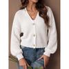 Womens Short Knit Cardigan Fall Winter Casual V-Neck Pearl Button Sweater