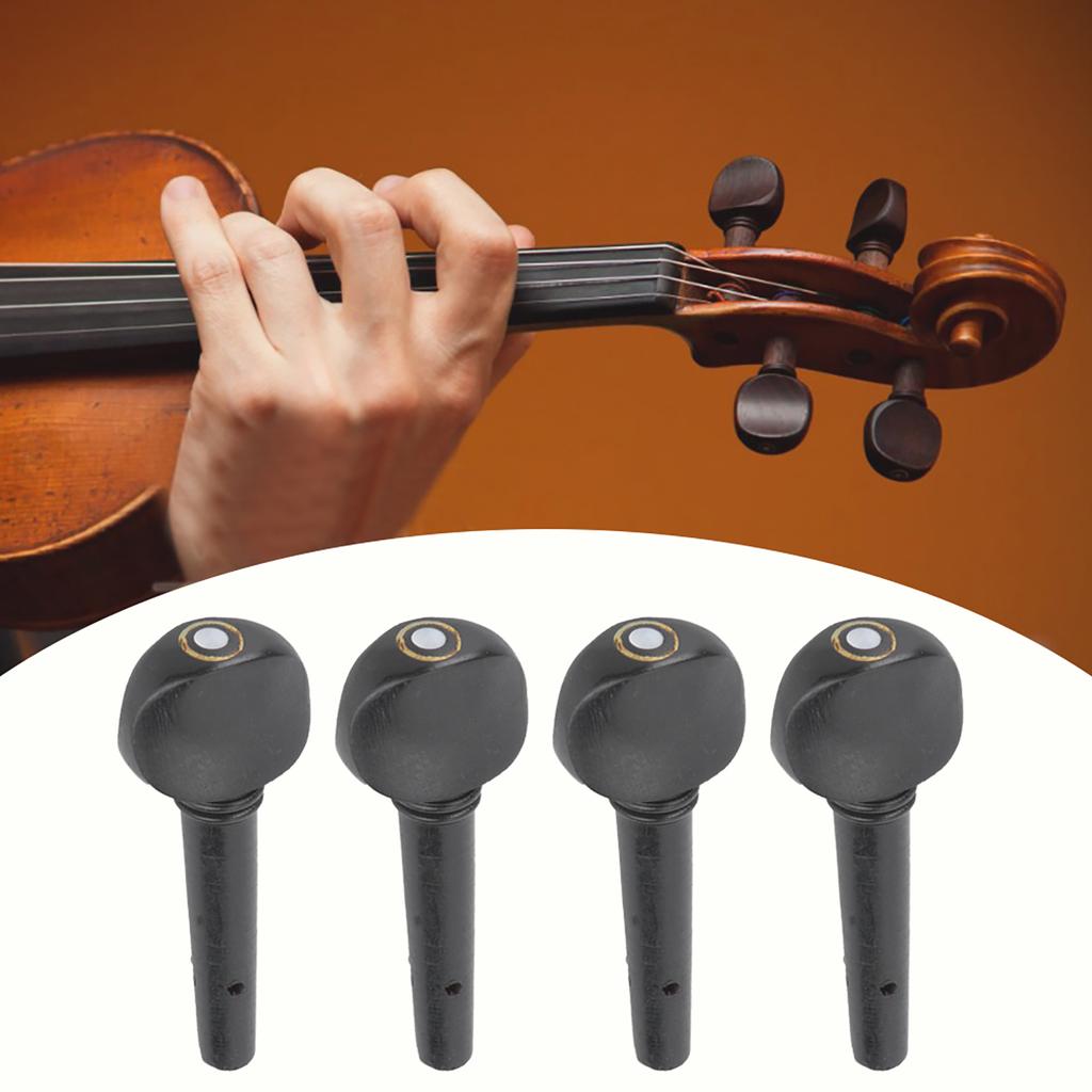 4 Pcs Quality Violin Strings Shaft Tuning Pegs Accessories Ebony Solid Wood(for 1 4 Violin)