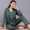 2024 Couple's Long Sleeve Pajama Set - Men's and Women's Imitation Silk for Spring and Autumn.