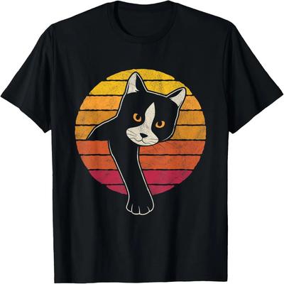Vintage Style Tuxedo Cat Retro Sunset T-Shirt