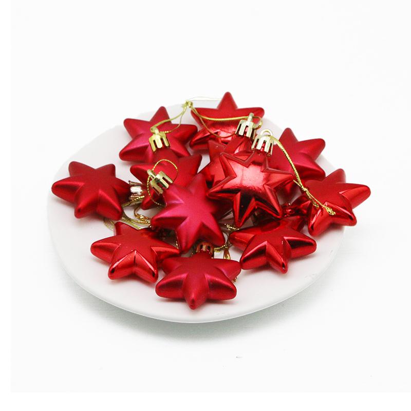 

(12 Pcs/pack) 5cm Christmas Pendant Star Christmas Ball Pendant Electroplated Plastic Matte Mixed Decoration Accessory Party 5cm красный