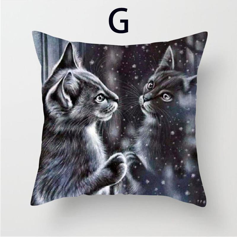 1 Packung Auto-Kissenbezug Polyester Kissenbezug Heimdekoration Katzen-Aufdruck Niedlich Mode