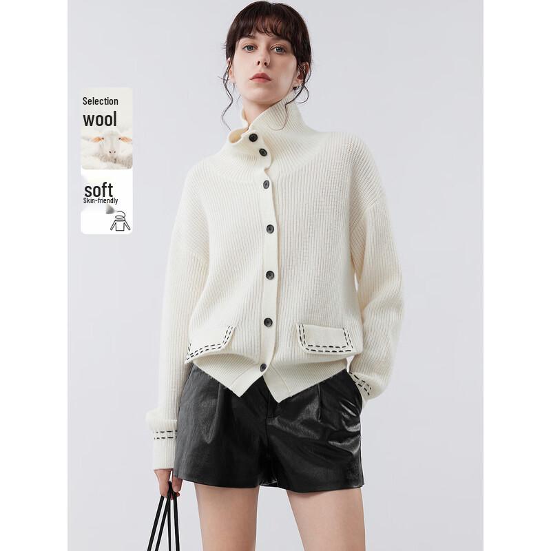 

ELLE Women s Lambswool Knitted Cardigan S