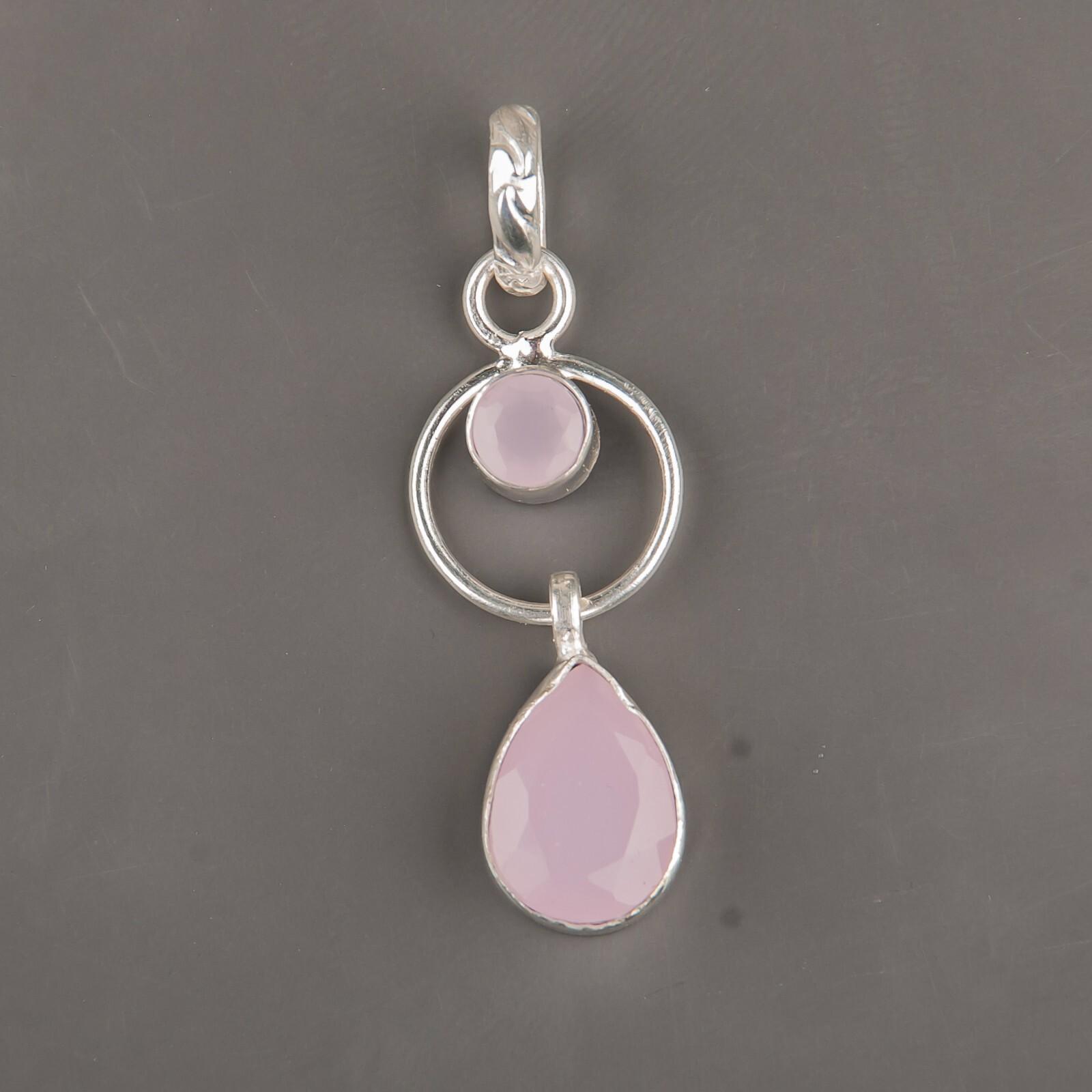 

Rose Chalcedony Gemstone 925 Sterling Silver Jewelry Handmade Boho Pendant 1.80 PP-10-15