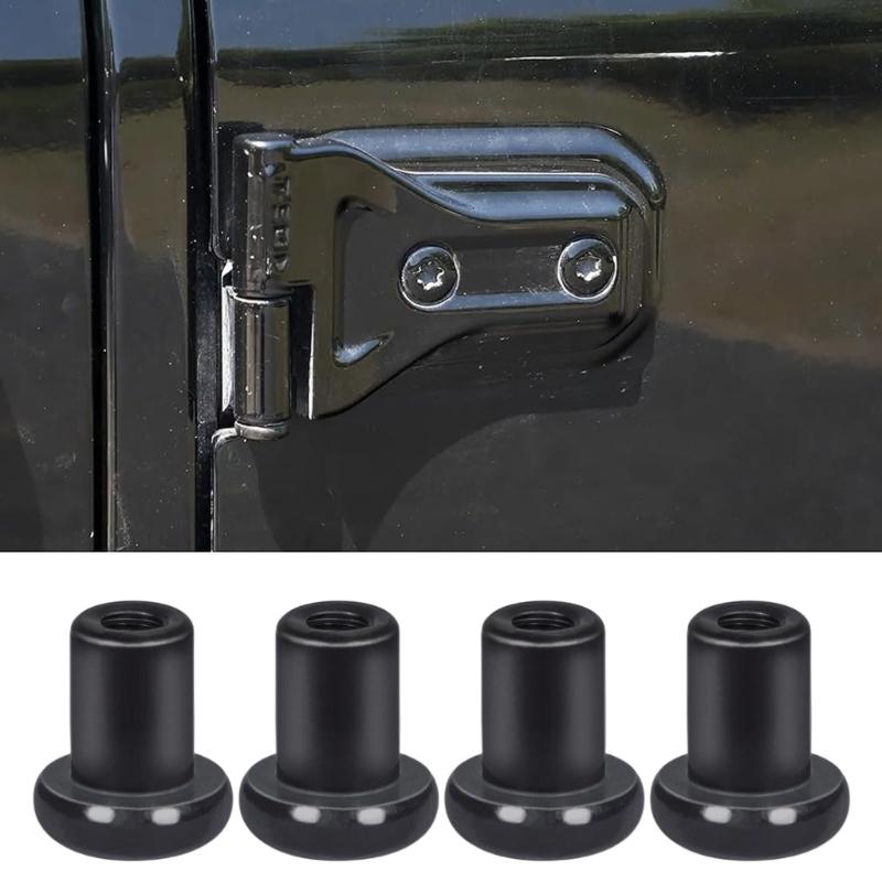 Black Door Hinge Nut Replacement Hardware, 8 Piece Threaded Insert Kit with Flanged Base for Maintenance Repair