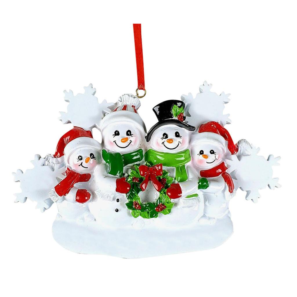 Adorable Resin Snowman Family Christmas Wreath Decorative Snowflake Holiday Ornament