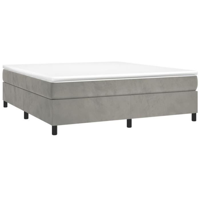 3144693 vidaXL Divan-lit Et Matelas Gris Clair 180x200cm Velours