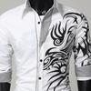 Single-breasted Chinese Style Shirt Turn-down Collar Long Sleeve Men Autumn Top for Daily Wear