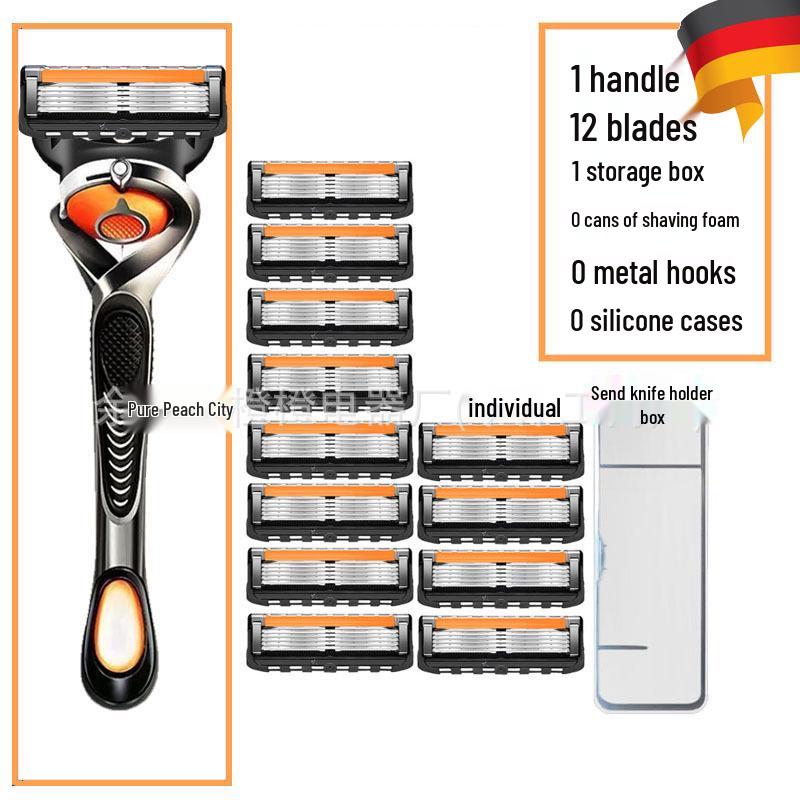 Premium German 5-Blade Manual Razor for Men – Perfect for Face and Bald Head Shaving