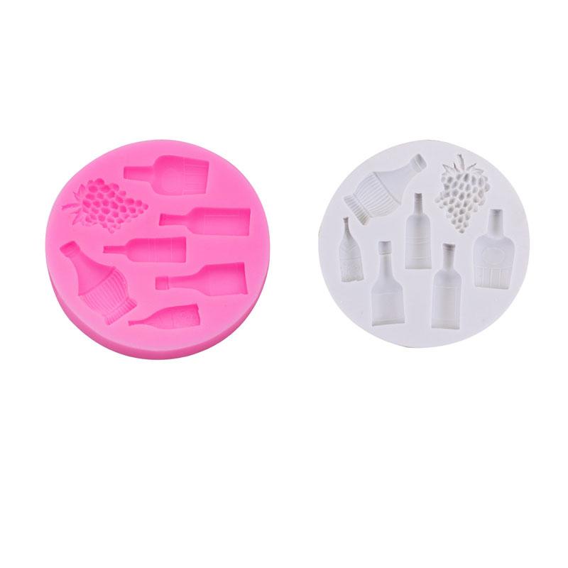 

Уникальная силиконовая бутылка красного вина в форме винограда Силиконовая форма Форма для помадки для торта Инструменты для выпечки Очень маленькая милая бутылка вина Виноградный горшок для выпечки помадки для торта