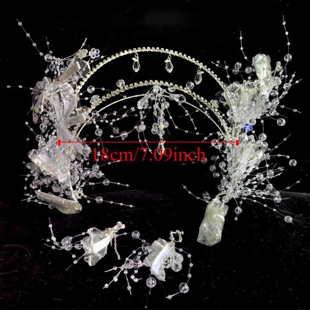 Shining Crystal Hair Hoop Flowers Fringed Bridal Headdress Fashion Head Chain  Wedding Jewelry Set