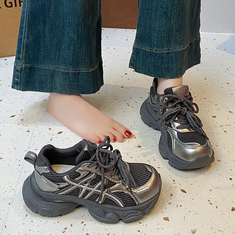 Thick-soled dad shoes women's autumn new mesh breathable retro soft-soled running sneakers women's