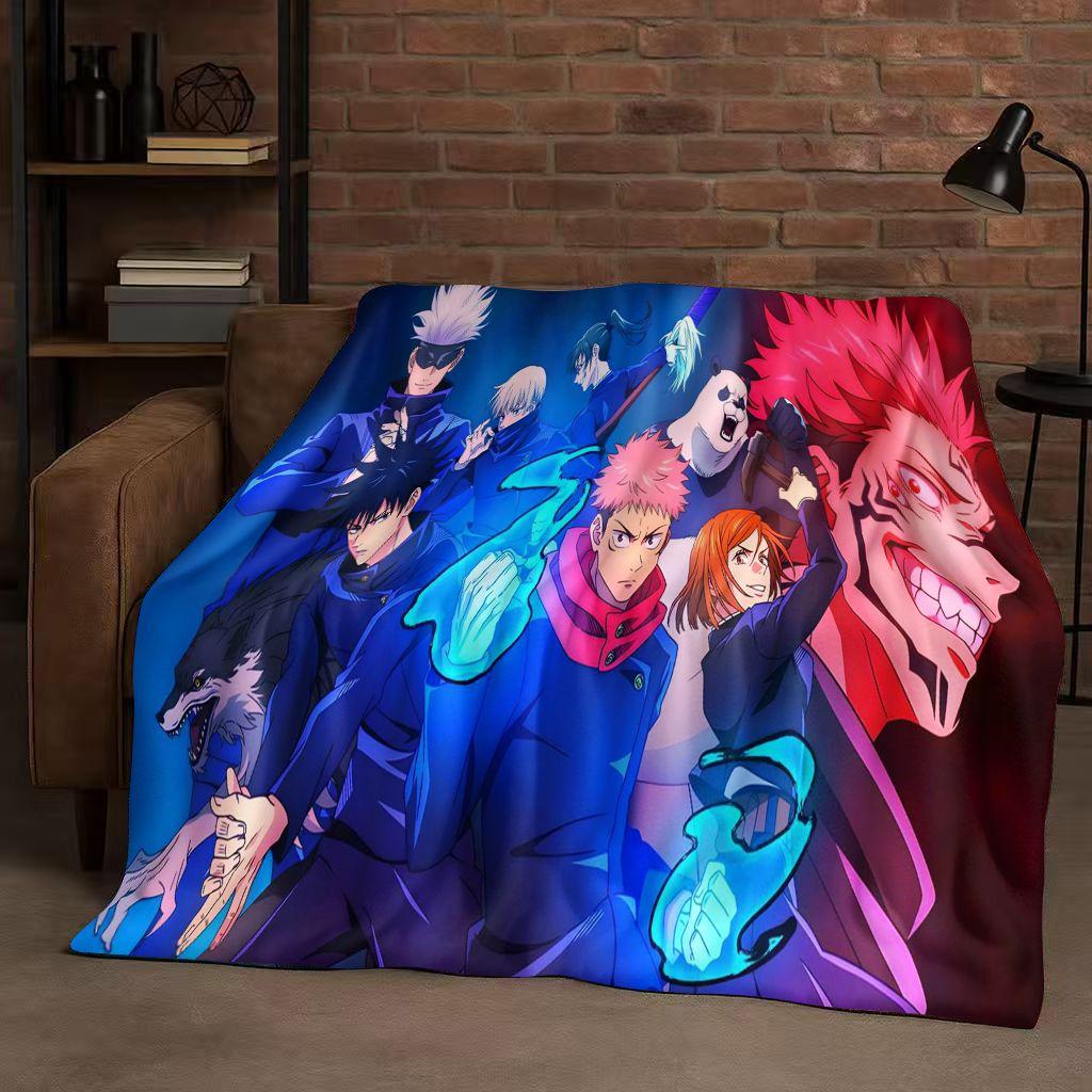 Anime Jujutsu Kaisen Cartoon Itadori Yuj Flanelldecke, Ultraweiche Warme Plüschdecke für Zuhause Schlafzimmer Bett Sofa Abdeckung Kindergeschenk