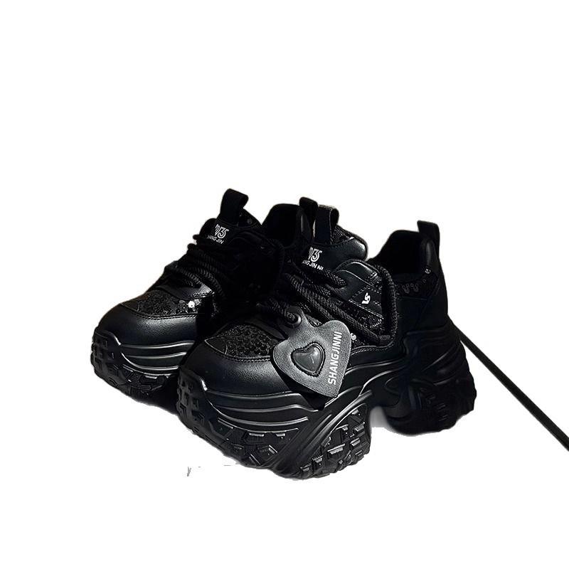 Platform dad shoes women's 2025 new versatile inner height increase small muffin casual fashion women's shoes