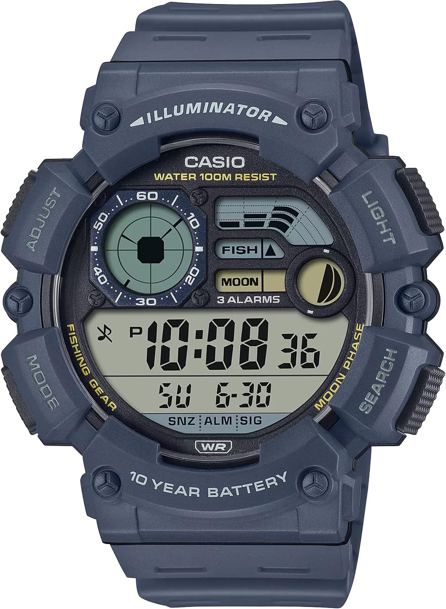 

[Casio] CASIO Digital Men s Watch with Fishing Data & Moon Data Display Function WS-1500H-2AV Grayish Navy Overseas Model [Parallel Import]