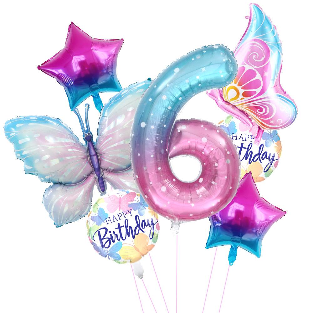 Ice Purple Butterfly Balloon Set Starry Sky Digital Side Flying Butterfly Baby Shower Birthday Party Arrangement