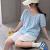 Girls' Korean Style Short-Sleeve Doll Shirt & Casual Shorts Two-Piece Summer Set