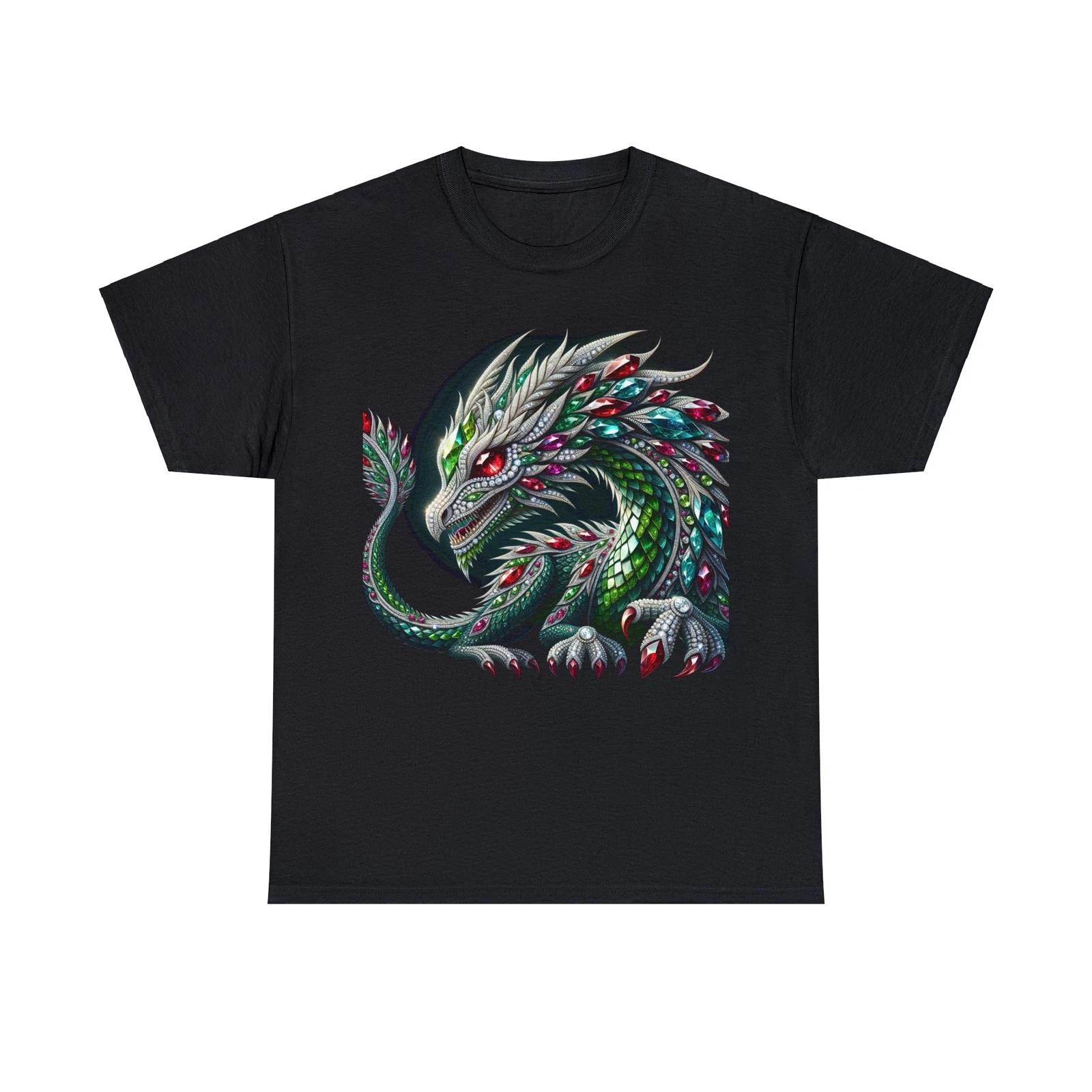 

Unisex Adult T Shirt Diamond Dragon Mythical Creature Made of Jewels Graphic Tee 4XL