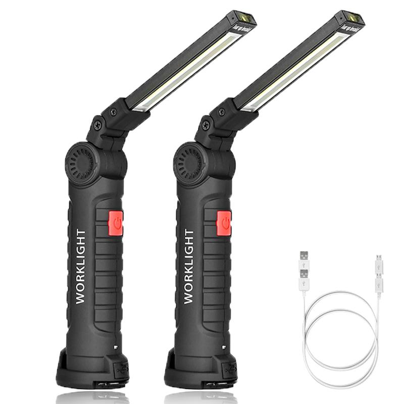 1/2/4 Stück Magnetische COB LED Taschenlampe Tragbares USB Wiederaufladbares Arbeitslicht Hängelampe mit Eingebauter Batterie Camping-Fackel