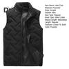 Men Vest Coat Stand Collar Sleeveless Zipper Closure Winter Vest Outwear with Pockets Solid Color Thickened Padding Cotton Coat
