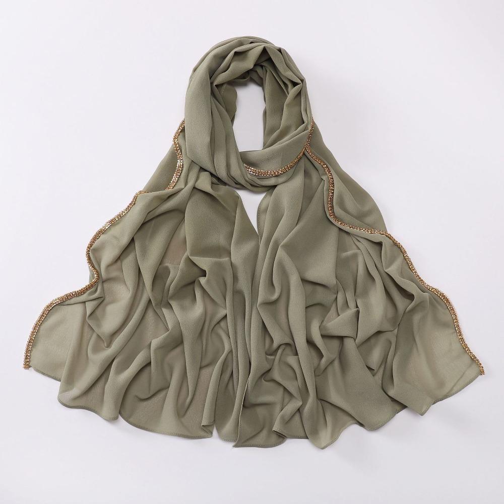 Vielseitiger Eleganter Seidenschal Strahlendes Langes Sonnenschutz-Schal Diamantrand-Design Weiches Ramadan-Kopftuch Damen Kopfbedeckung