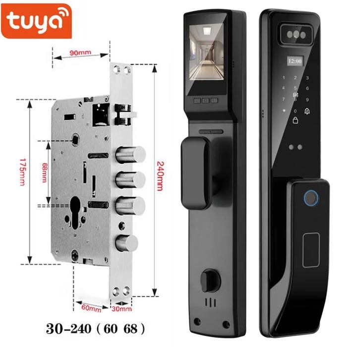 Serrure de porte numérique - OEM - 3DR-DF11 - 6 méthodes de déverrouillage - Alliage sculpté - Gris