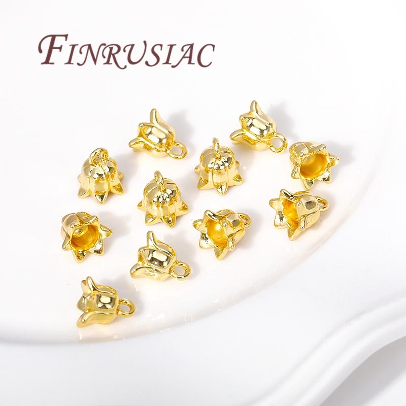 18K Gold Plated Brass Flowers Charms For Jewelry,Pendants For Necklace Making Accessories,Handmade DIY Jewellery Materials