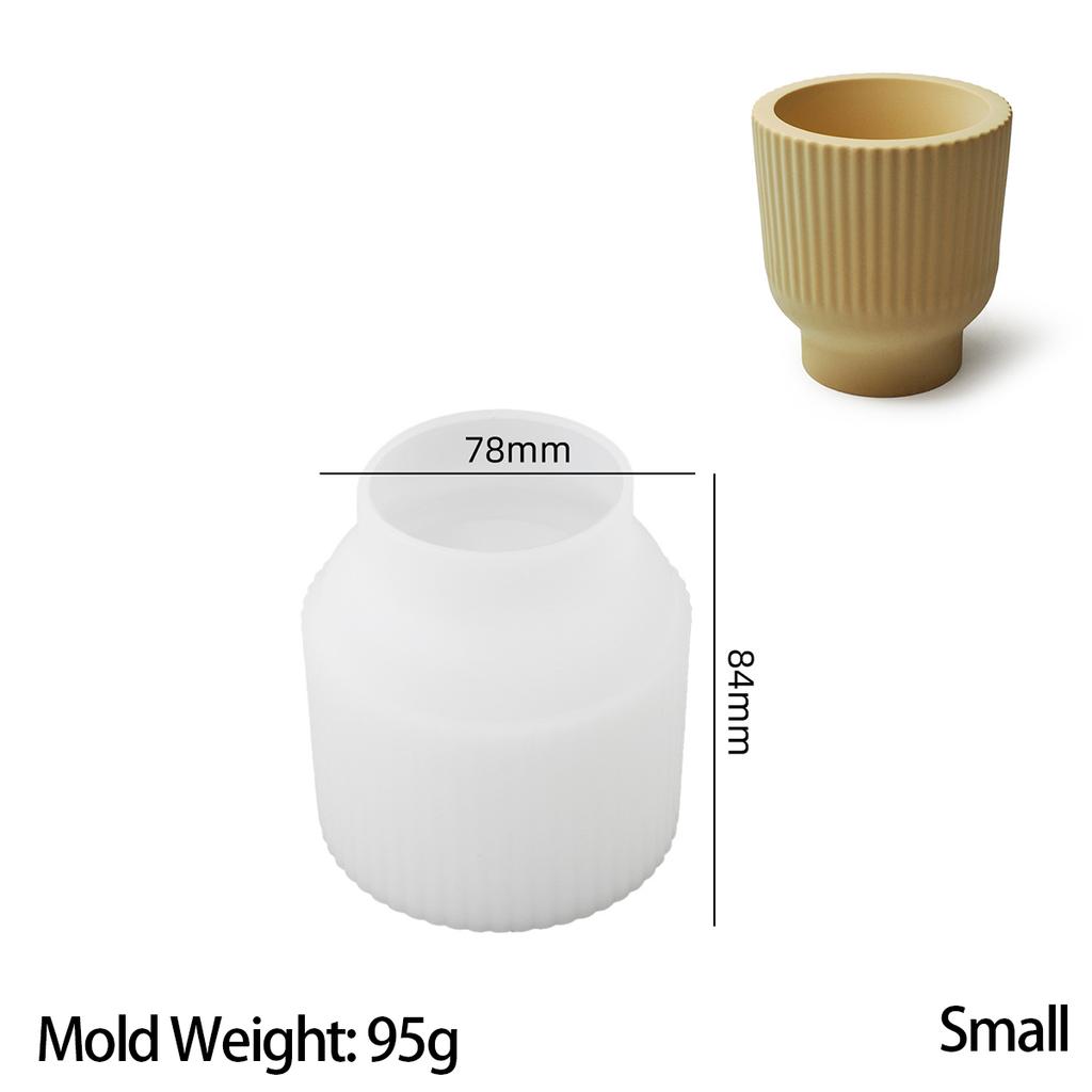 Concrete Round Stripe Candle Cup Silicone Mold DIY Handmade Planter Plaster Resin Storage Box Casting Molds Home Craft Decor