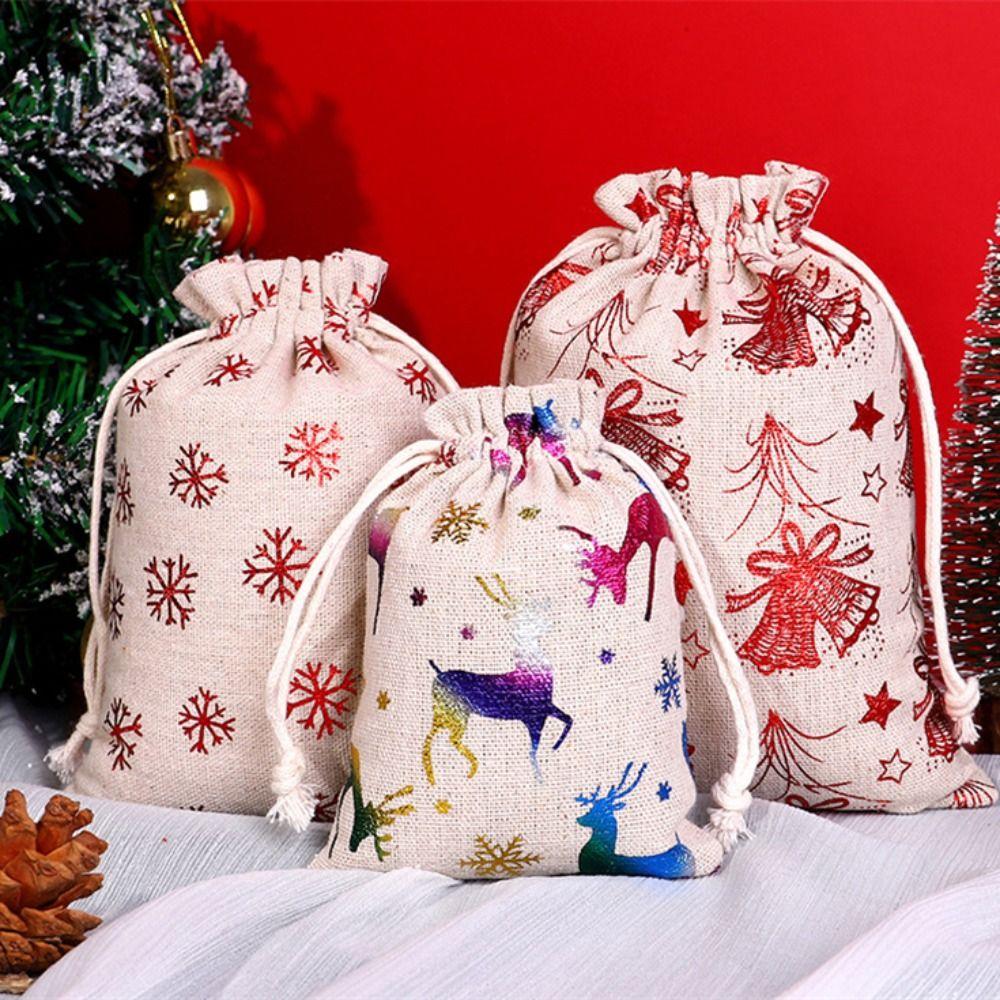 

10Pcs Hot Gold Christmas Bronzing Gift Bag Santa Claus Christmas Gift Bag Jewelry