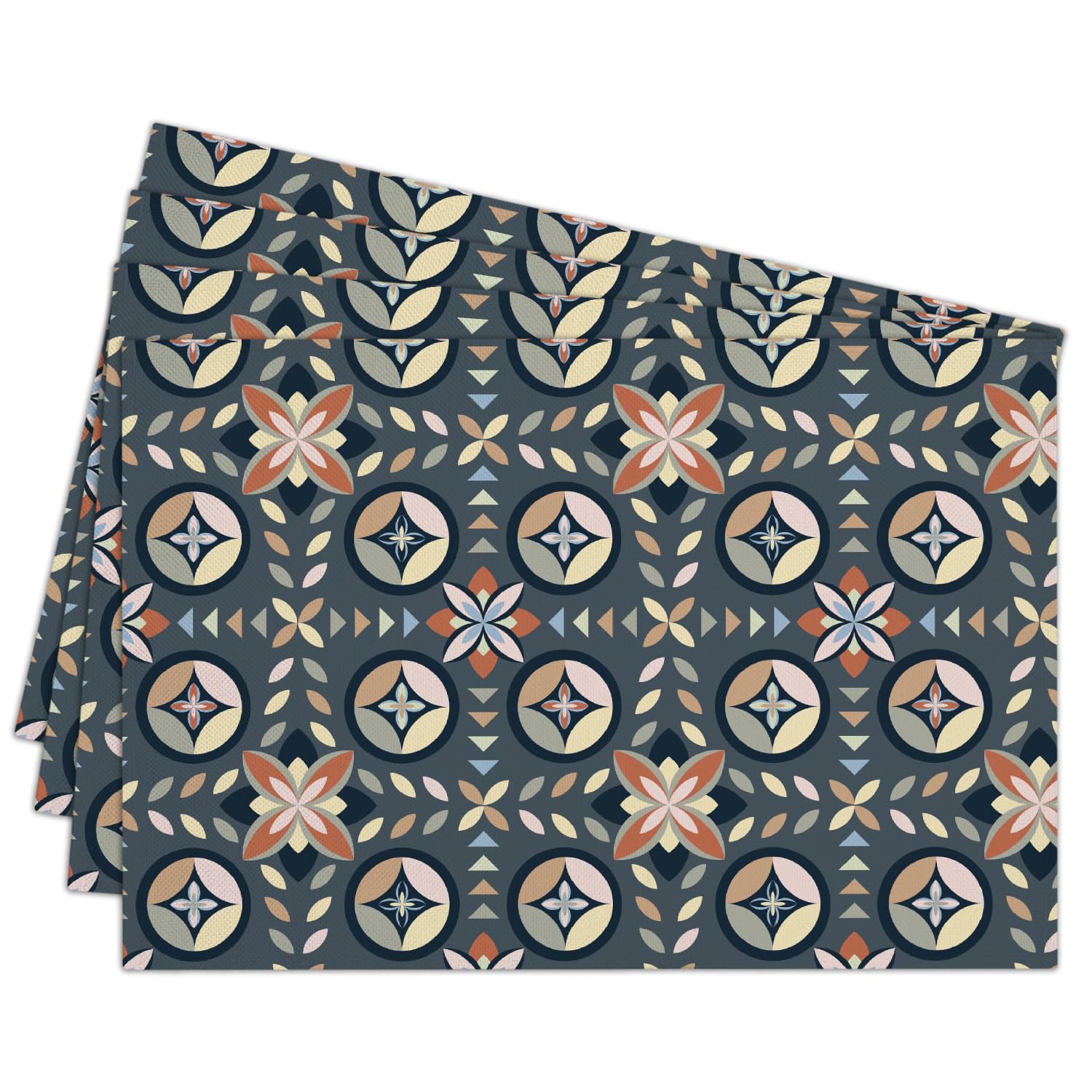 

Cotton Linen Waterproof Placemats Set of 4, Boho Ethnic Style Dining Mat Table Mats Decor Fabric for Kitchen Dinner Coffee Shop Table, Indoor/Outdoor 4Pcs