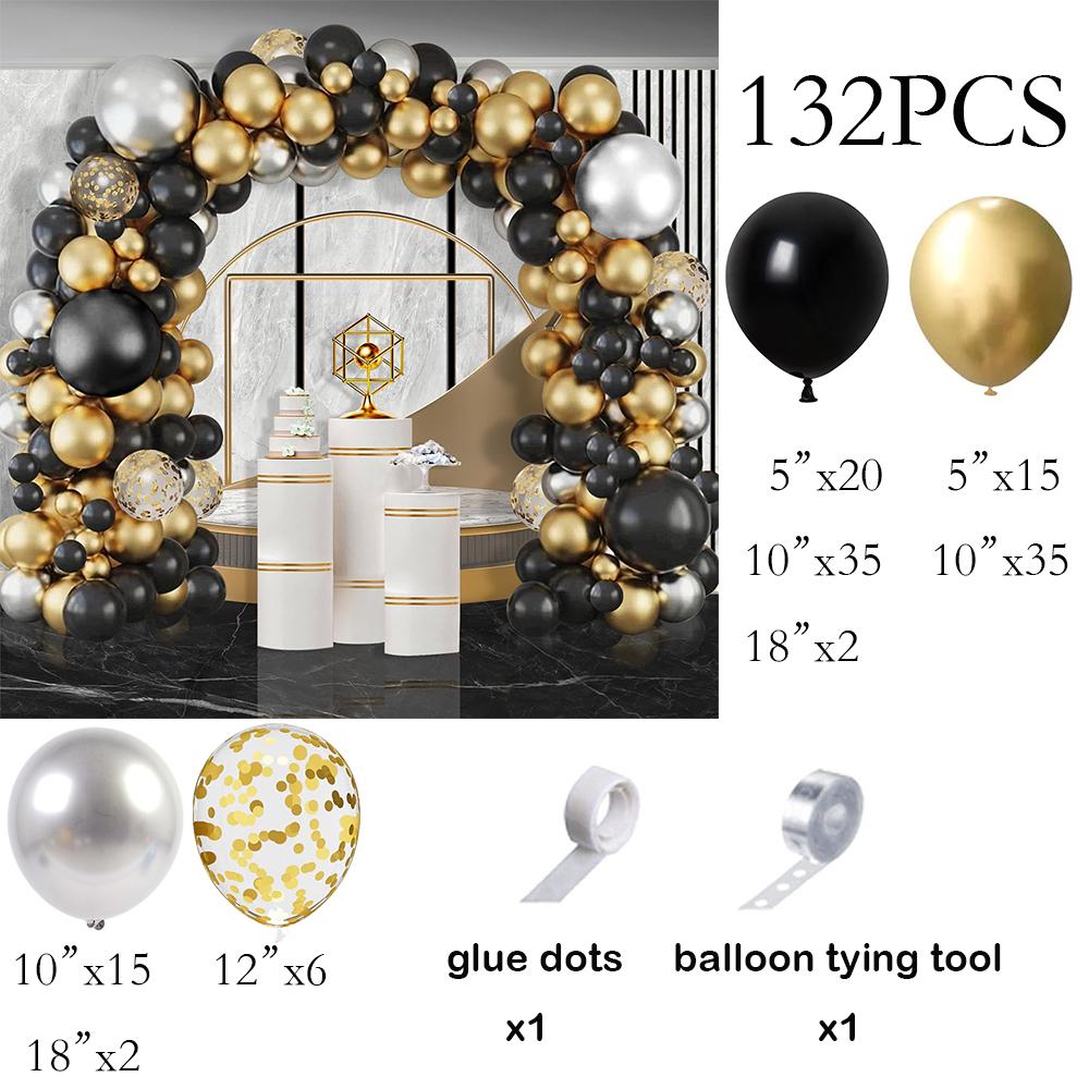 

Black Balloons Garland Silver Gold Confetti Balloon Arch Kit Graduation Wedding Bridal Shower New Year Birthday Party Decoration AS Picture