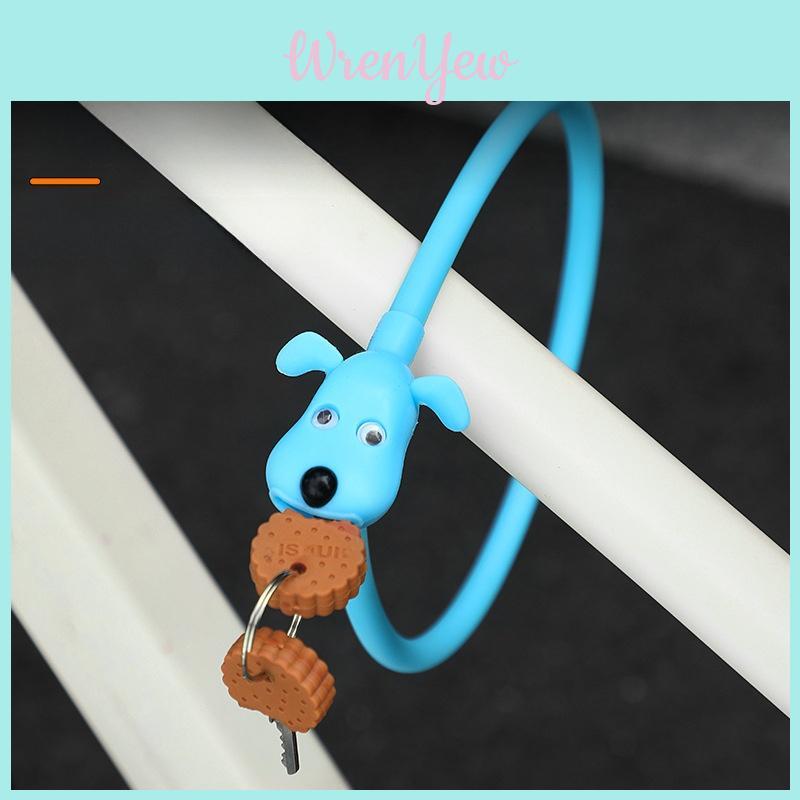 Kids Bicycle Lock With Cute Cartoon Dog Silicone Cover Portable Antitheft For Children