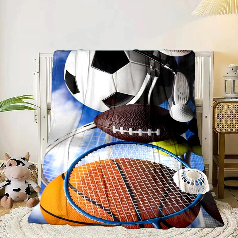 Sports Equipment Collection Blanket Flannel Blanket for bed, sofa, Camping, Hiking, Picnic Essentials, gift for family Fan gifts