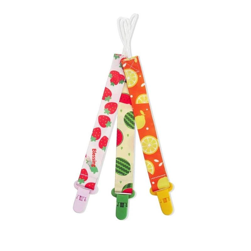 Pacifier Holder Clip Baby 3 Pack Cartoon Print Safe Secure Strap for Crawling Playtime and Walks Outdoor