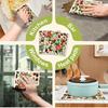 6PCS Cleaning Dishcloths Reusable Kitchen Dish Towels Vintage Floral Berry Print Dishcloth Absorbent Lint Free Cloth Washable Duster Rags Tea Towels