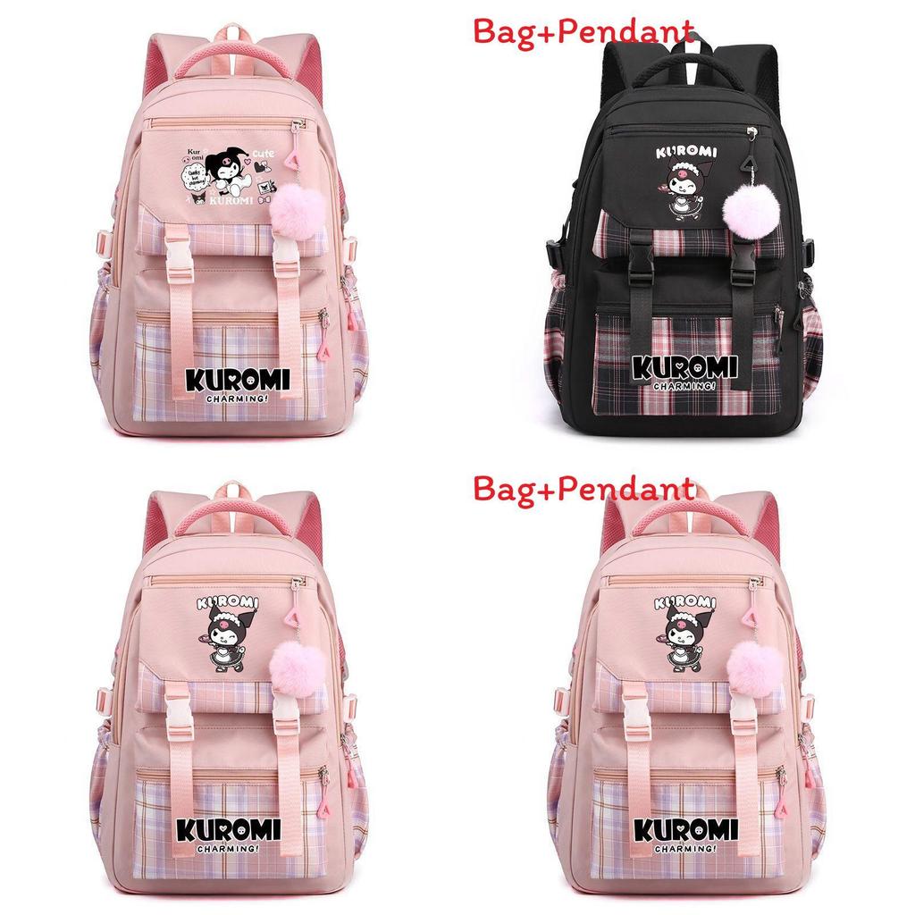 Zaino a Libro di Kuromi per Bambini Zaino in Nylon con Cartone Animato di Ragazza per Viaggi e Scuola