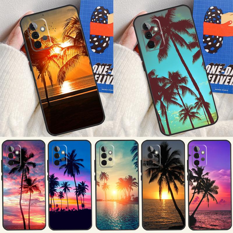 Summer Beach Sunset Palm Tree For Samsung Galaxy A22 A32 A52 A54 A34 A14 A55 A35 A15 A53 A33 A13 A05 A06 A16 Phone Case