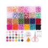 Beads Pearl 6mm 24 Colors Mixed Colors Set of 960 Iron Beads Craft Materials DIY Handmade Accessories Making Kit (Tools, Scissors, Rubber String Cuff
