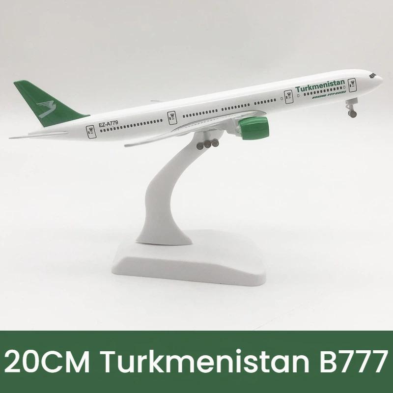 1/300 Scale 20cm Turkmenistan B777 Toy Aircraft Model Die-cast Metal Model Aircraft Static Display Collection or Boys Toy Gift