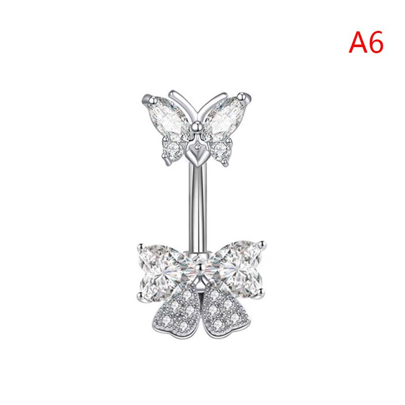 Butterfly Bee Belly Button Ring Stainless Steel Crystal Zircon Flower Navel Ring For Women Sexy Body Piercing Jewelry