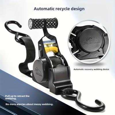 Automatyczna lina zwijana z materiału ABS, Nie wymaga montażu, Bezpłatne przedłużenie, Idealna do mocowania ładunku, Lina do ładunku, Przemysłowe pasy mocujące