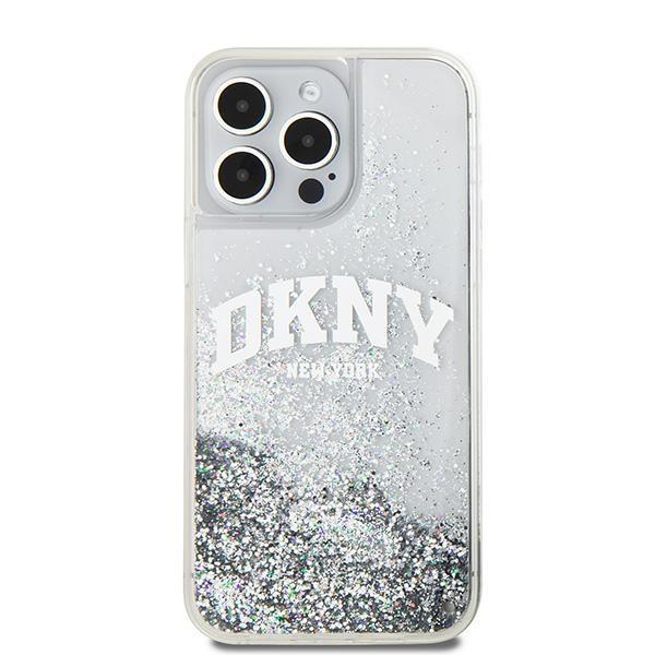 Etui do iPhone 15 Pro Max DKNY Liquid Glitter Big Logo Białe