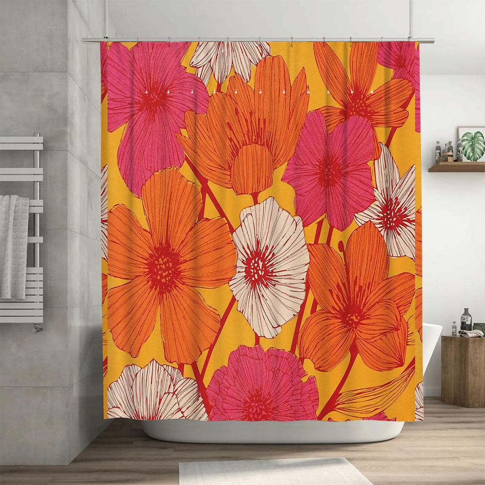Kwiatowa Zasłona Prysznicowa Wzór Botaniczny Wodoodporna Dekoracja Łazienki Vintage Tło Kwiatowe Styl Rustykalny Artystyczna Zmywalna Tkanina
