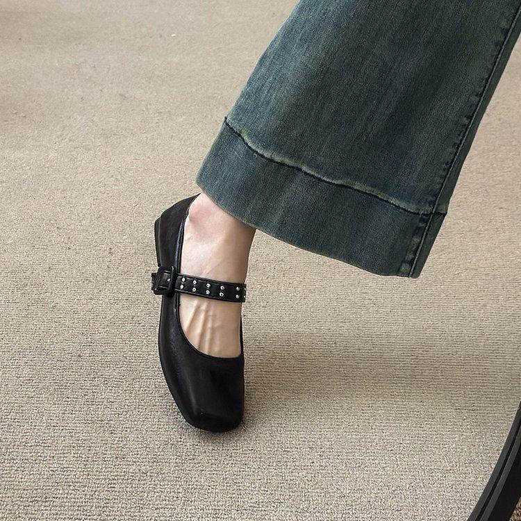 Flat-bottomed retro brown Mary Jane small leather shoes single shoes women's 2025 spring and summer new versatile black commuter evening shoes